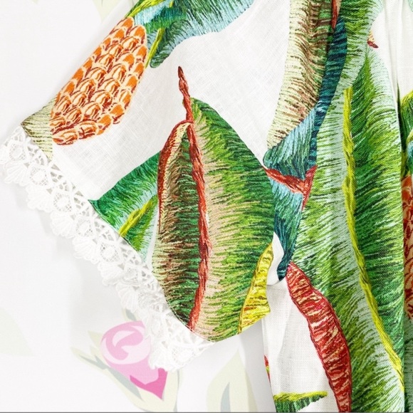 NEW FARM Rio Forest Palm Tropical Linen Jumpsuit XS - Picture 8 of 16